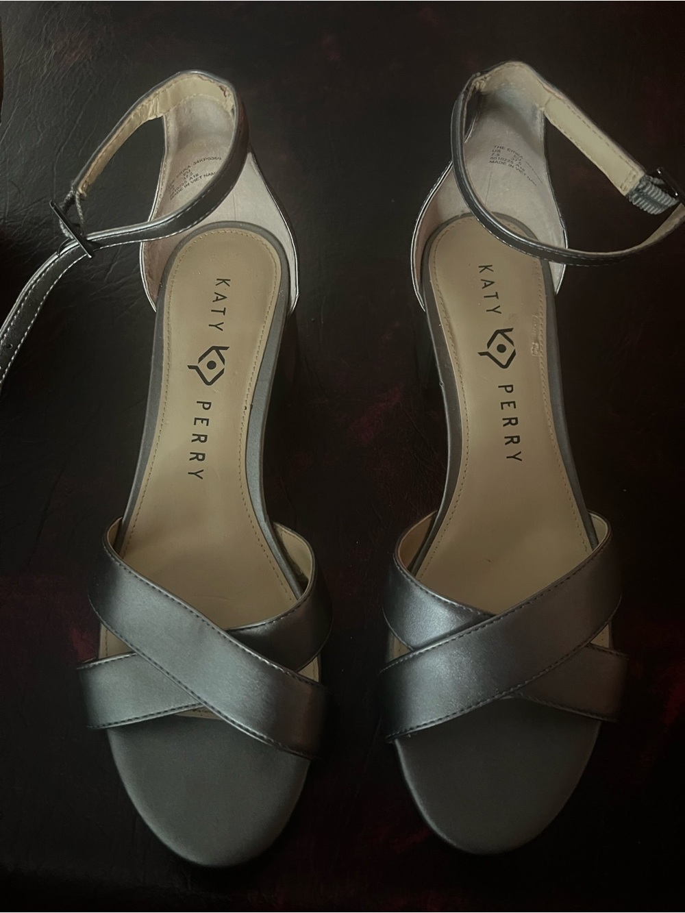 Katy Perry Collections Metallic Silver Crisscross Ankle-Strap Sandals